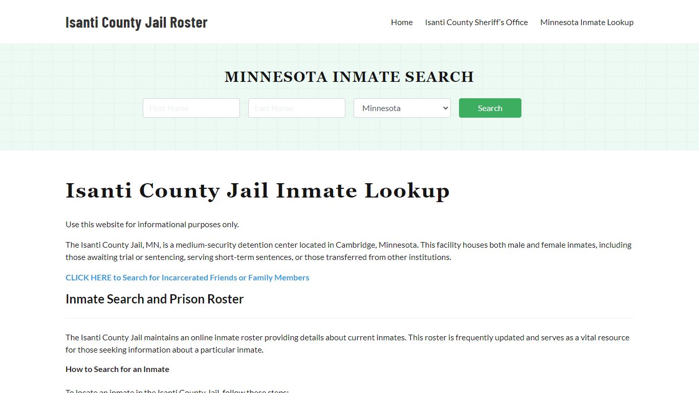 Isanti County Jail Roster Lookup, MN, Inmate Search